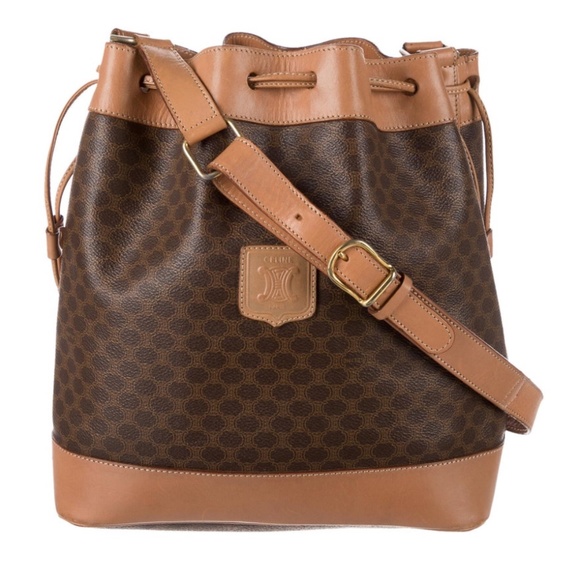 Celine Vintage Macadam Drawstring Bucket Tote - Picture 5 of 11